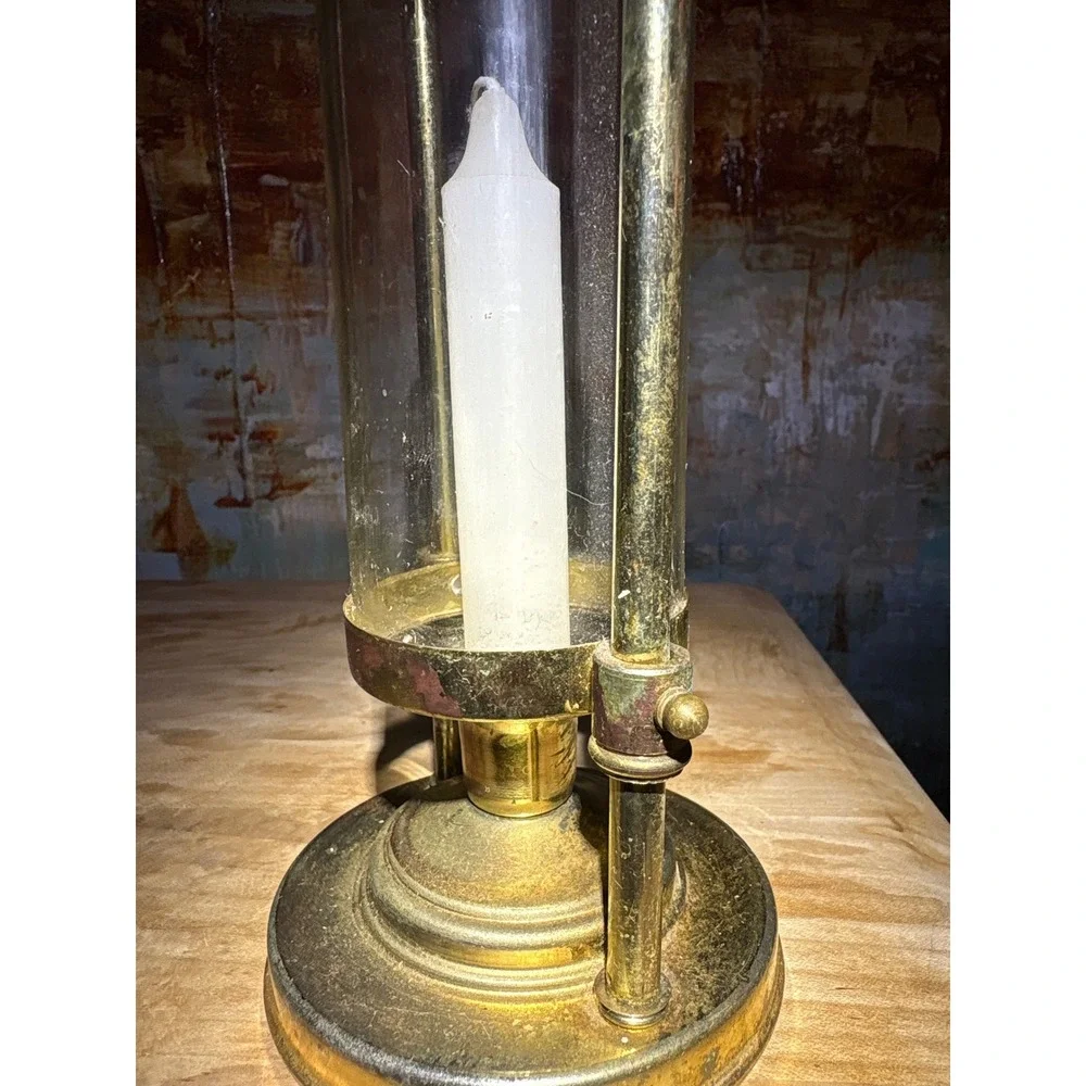 Teleflora Brass & Glass Brass Tone Hurricane Candle Lantern Hanging Decor